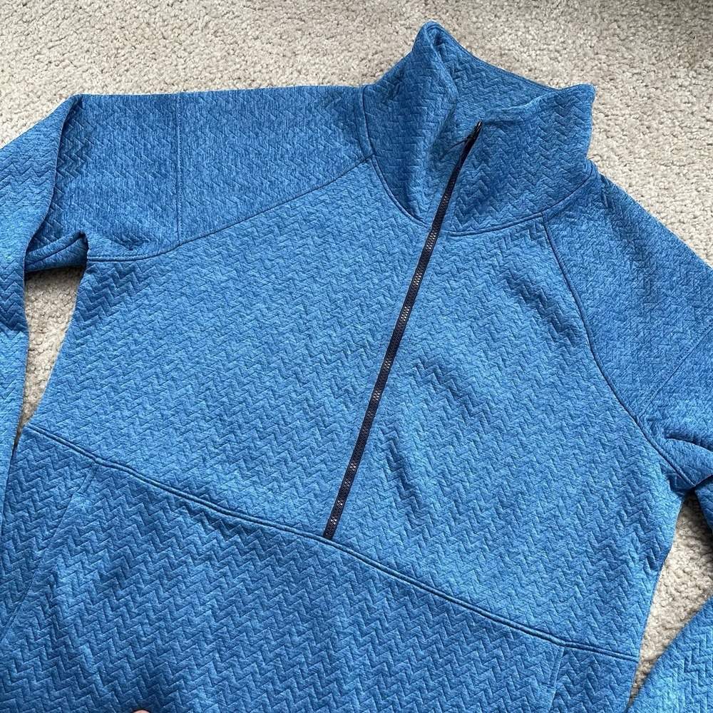 LL‎ Bean Flex Forward Quilted 1/4 Quarter Zip Pullover Women's Large Blue EUC
